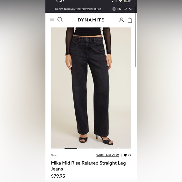 Mika Mid Rise Relaxed Straight Leg Jeans - Black - Picture 1 of 1